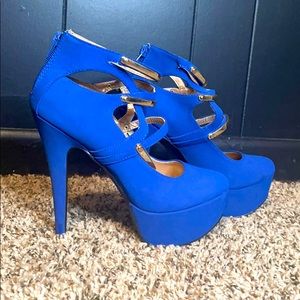 Blue&Gold Platform Heels